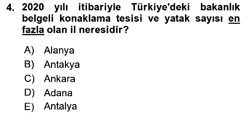 Konaklama İşletmeciliği 2022-2023 Ara Sınav - 4. soru