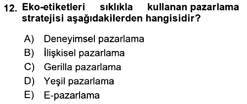 Konaklama İşletmeciliği 2022-2023 Ara Sınav - 12. soru