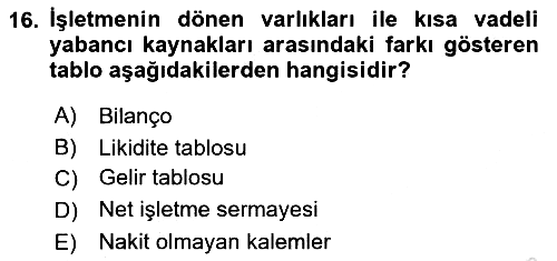 Konaklama İşletmeciliği 2020-2021 Yaz Okulu Sınavı - 16. soru