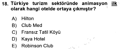 Konaklama İşletmeciliği 2021-2022 Yaz Okulu Sınavı - 18. soru