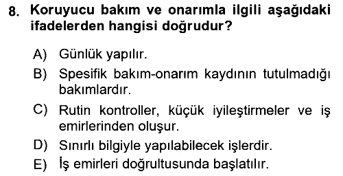 Konaklama İşletmeciliği 2022-2023 Yaz Okulu Sınavı - 8. soru