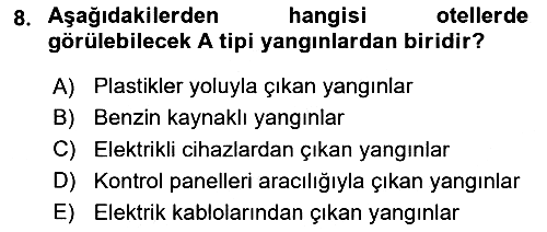 Konaklama İşletmeciliği 2023-2024 Yaz Okulu Sınavı - 8. soru