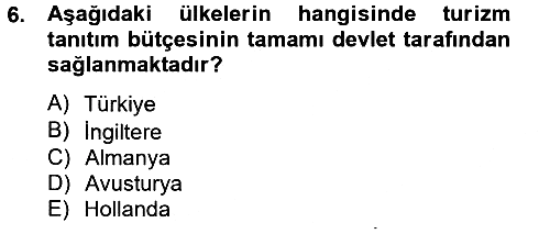 Kongre ve Etkinlik Yönetimi 2012-2013 Ara Sınav - 6. soru