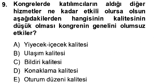 Kongre ve Etkinlik Yönetimi 2013-2014 Ara Sınav - 9. soru