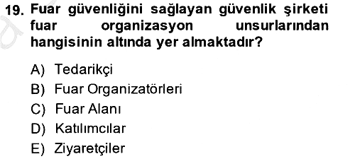 Kongre ve Etkinlik Yönetimi 2013-2014 Ara Sınav - 19. soru
