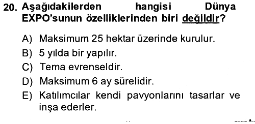 Kongre ve Etkinlik Yönetimi 2014-2015 Ara Sınav - 20. soru