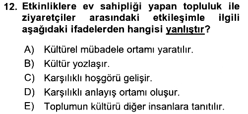 Kongre ve Etkinlik Yönetimi 2016-2017 Ara Sınav - 12. soru