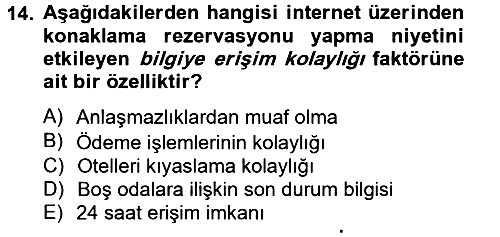 Kongre ve Etkinlik Yönetimi 2012-2013 Dönem Sonu Sınavı - 14. soru