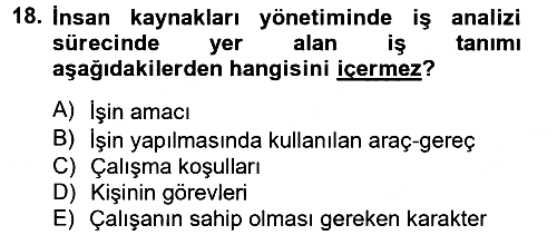 Kongre ve Etkinlik Yönetimi 2012-2013 Dönem Sonu Sınavı - 18. soru