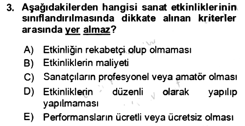 Kongre ve Etkinlik Yönetimi 2023-2024 Dönem Sonu Sınavı - 3. soru