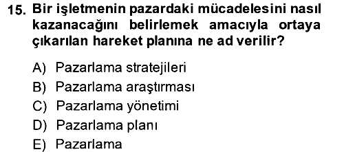 Kongre ve Etkinlik Yönetimi 2014-2015 Tek Ders Sınavı - 15. soru