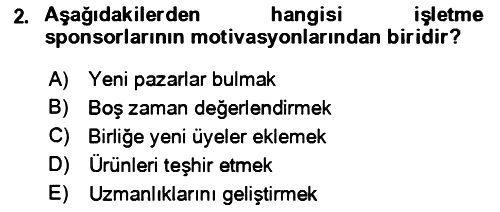 Kongre ve Etkinlik Yönetimi 2022-2023 Yaz Okulu Sınavı - 2. soru