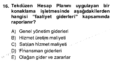 Otel Yönetimi 2013-2014 Ara Sınav - 16. soru