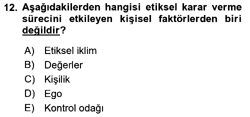 Otel Yönetimi 2021-2022 Ara Sınav - 12. soru