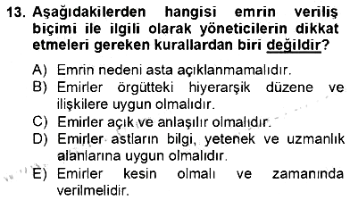 Otel Yönetimi 2012-2013 Dönem Sonu Sınavı - 13. soru