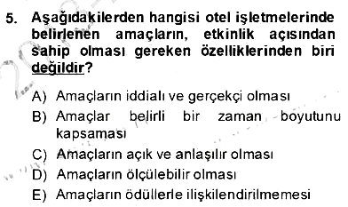 Otel Yönetimi 2013-2014 Dönem Sonu Sınavı - 5. soru