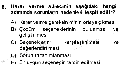 Otel Yönetimi 2013-2014 Dönem Sonu Sınavı - 6. soru