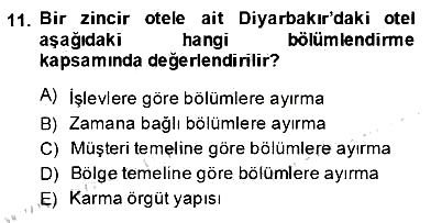 Otel Yönetimi 2013-2014 Dönem Sonu Sınavı - 11. soru