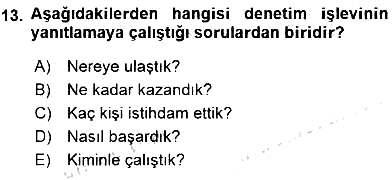 Otel Yönetimi 2015-2016 Dönem Sonu Sınavı - 13. soru