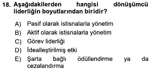 Otel Yönetimi 2017-2018 Dönem Sonu Sınavı - 18. soru