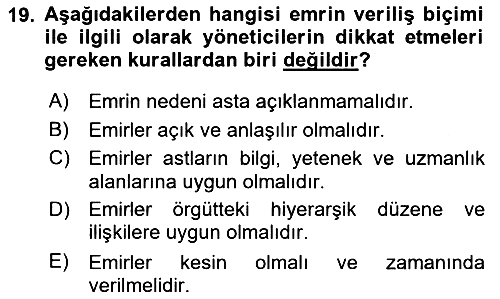 Otel Yönetimi 2018-2019 Dönem Sonu Sınavı - 19. soru