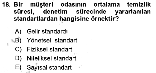 Otel Yönetimi 2018-2019 Yaz Okulu Sınavı - 18. soru