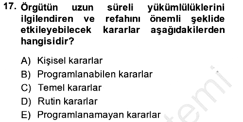 Rekreasyon Yönetimi 2014-2015 Ara Sınav - 17. soru