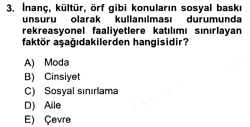 Rekreasyon Yönetimi 2015-2016 Ara Sınav - 3. soru