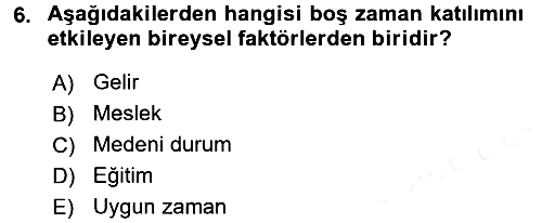 Rekreasyon Yönetimi 2015-2016 Ara Sınav - 6. soru