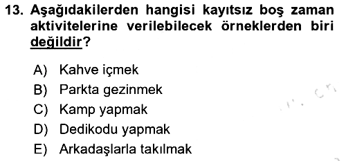 Rekreasyon Yönetimi 2023-2024 Ara Sınav - 13. soru