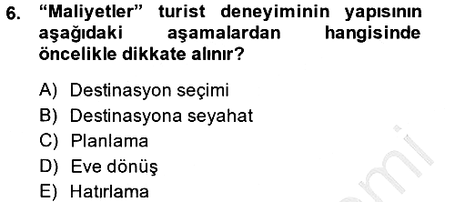 Rekreasyon Yönetimi 2013-2014 Dönem Sonu Sınavı - 6. soru