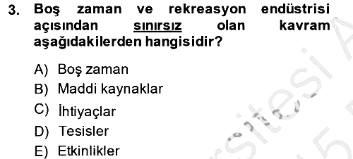 Rekreasyon Yönetimi 2014-2015 Dönem Sonu Sınavı - 3. soru