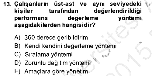 Rekreasyon Yönetimi 2014-2015 Dönem Sonu Sınavı - 13. soru