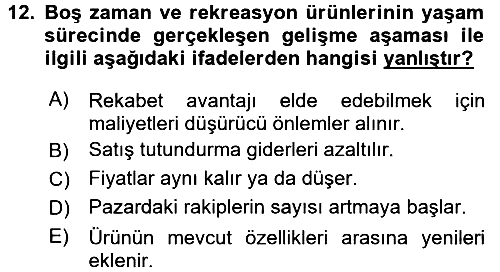 Rekreasyon Yönetimi 2015-2016 Dönem Sonu Sınavı - 12. soru