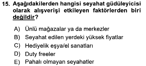 Rekreasyon Yönetimi 2015-2016 Dönem Sonu Sınavı - 15. soru