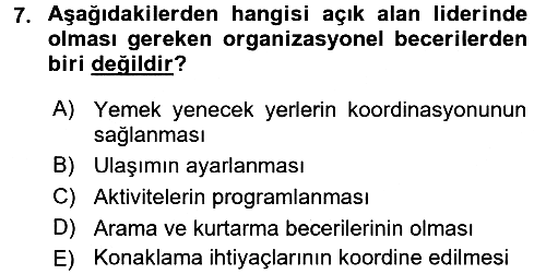 Rekreasyon Yönetimi 2016-2017 Dönem Sonu Sınavı - 7. soru