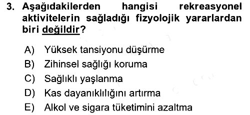 Rekreasyon Yönetimi 2017-2018 Dönem Sonu Sınavı - 3. soru