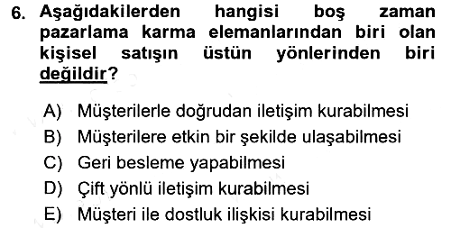Rekreasyon Yönetimi 2017-2018 Dönem Sonu Sınavı - 6. soru