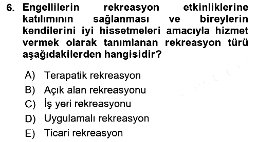 Rekreasyon Yönetimi 2018-2019 Dönem Sonu Sınavı - 6. soru