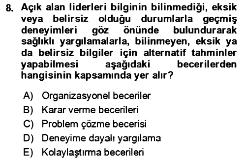 Rekreasyon Yönetimi 2021-2022 Dönem Sonu Sınavı - 8. soru