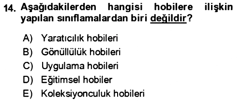 Rekreasyon Yönetimi 2021-2022 Dönem Sonu Sınavı - 14. soru