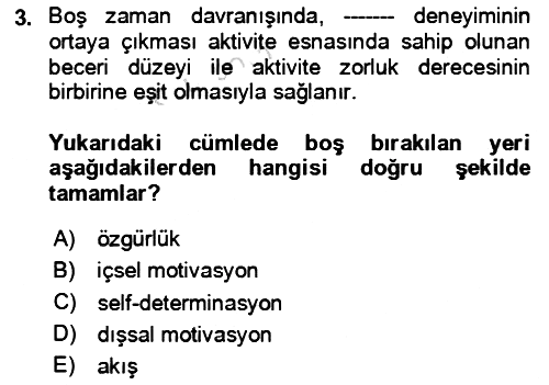 Rekreasyon Yönetimi 2023-2024 Dönem Sonu Sınavı - 3. soru