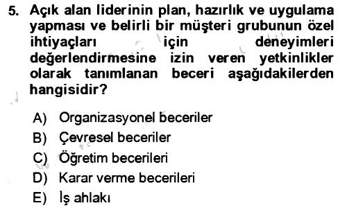 Rekreasyon Yönetimi 2023-2024 Dönem Sonu Sınavı - 5. soru