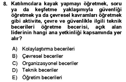 Rekreasyon Yönetimi 2023-2024 Dönem Sonu Sınavı - 8. soru