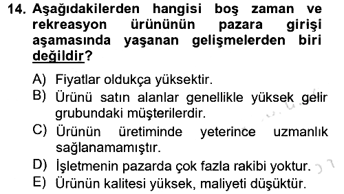 Rekreasyon Yönetimi 2013-2014 Tek Ders Sınavı - 14. soru