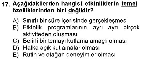 Rekreasyon Yönetimi 2013-2014 Tek Ders Sınavı - 17. soru
