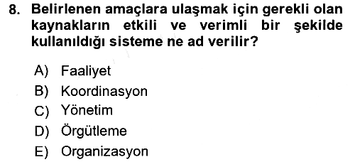 Rekreasyon Yönetimi 2015-2016 Tek Ders Sınavı - 8. soru