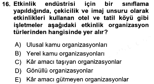 Rekreasyon Yönetimi 2015-2016 Tek Ders Sınavı - 16. soru