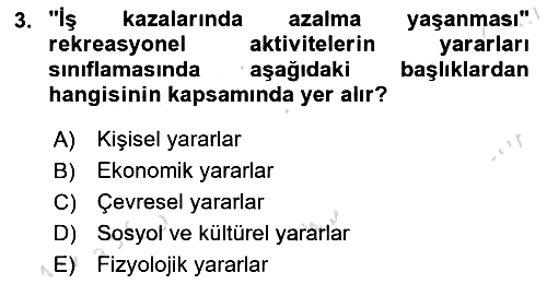Rekreasyon Yönetimi 2022-2023 Yaz Okulu Sınavı - 3. soru