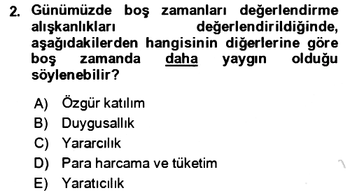 Rekreasyon Yönetimi 2023-2024 Yaz Okulu Sınavı - 2. soru